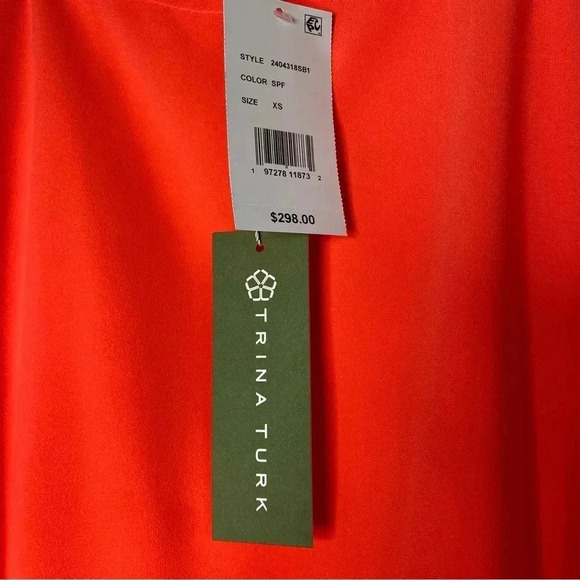 Trina Turk orange red Piper Off-Shoulder roomy Ruffle Mini Dress size XS - Picture 8 of 12
